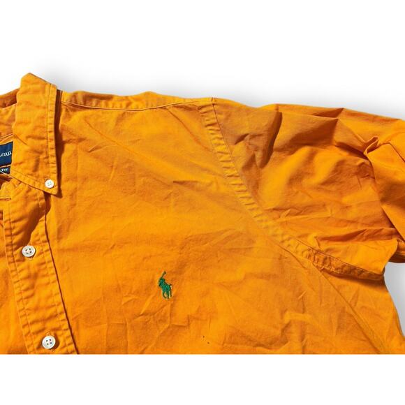 Ralph Lauren Men's Orange Green Pony Classic Fit Button Shirt Size XL LS - Picture 2 of 7
